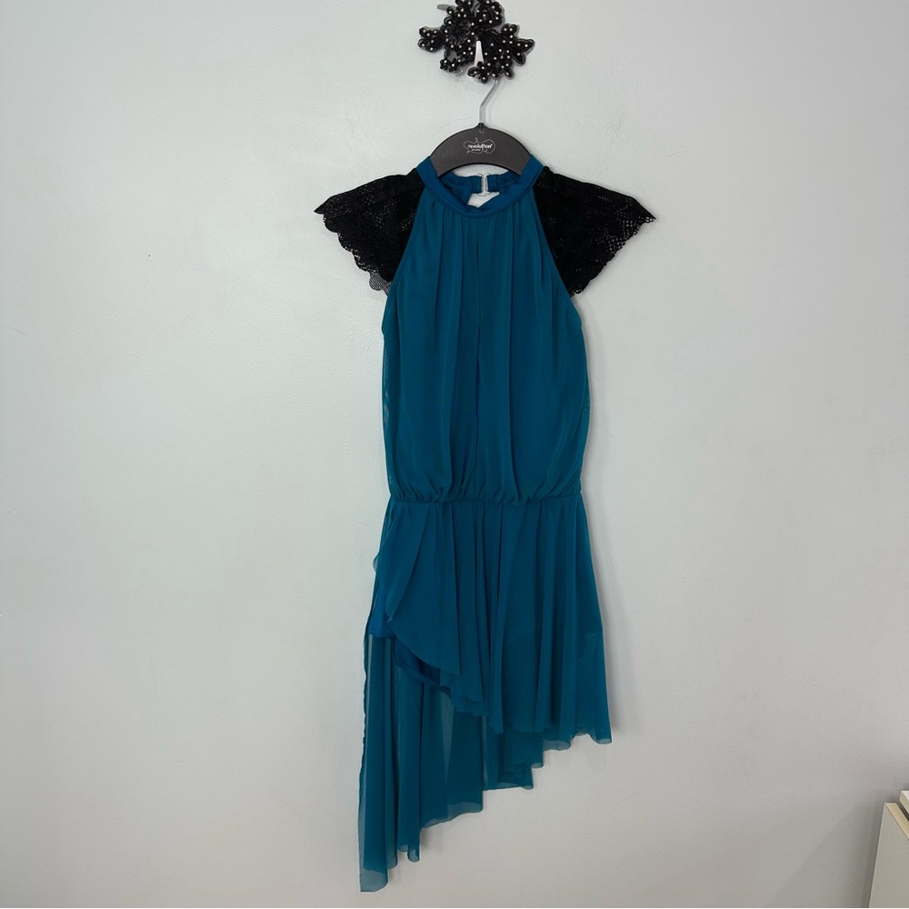 Weissman Small Adult These Days style 12185 turquoise & black Dance Costume